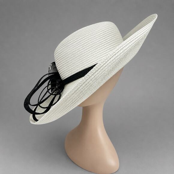 Y2K Giovannio Ivory Wide Brim Derby Hat Black White Flower Wedding Hat main image 6